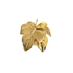 Vintage Gold Tone Double Leaf Brooch